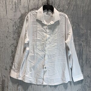 Calvin Klein Men's Tuxedo Button Up Shirt Regular Fit Stretch XL White Elastic